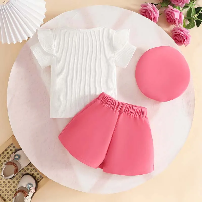 Toddler Clothing for Toddlers Girls 1–3 Years Summer Fashion Short Sleeve Tees Skirt-pants Hats 3-Piece Set Baby Girl Outfits