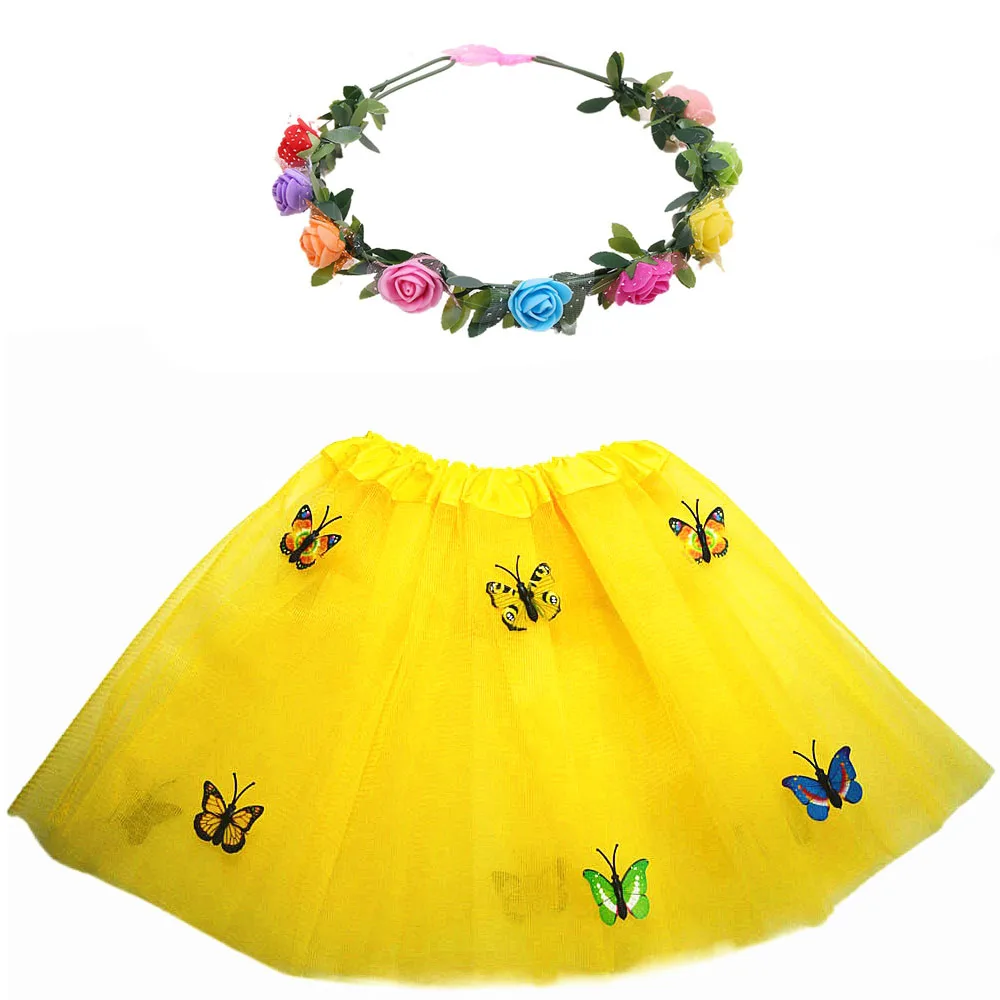 Falda de princesa para niña, tutú de tul, corona de flores, diadema, fiesta de boda, baile, regalo de cumpleaños, disfraz, Cosplay, Halloween y Navidad