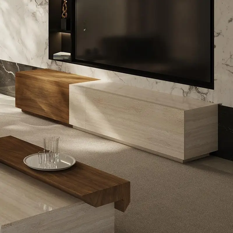 Natural Stone Media Console, Modern TV Stand with Soft-Closing Drawers, EO Certified & Spacious Storage, Customizable Design