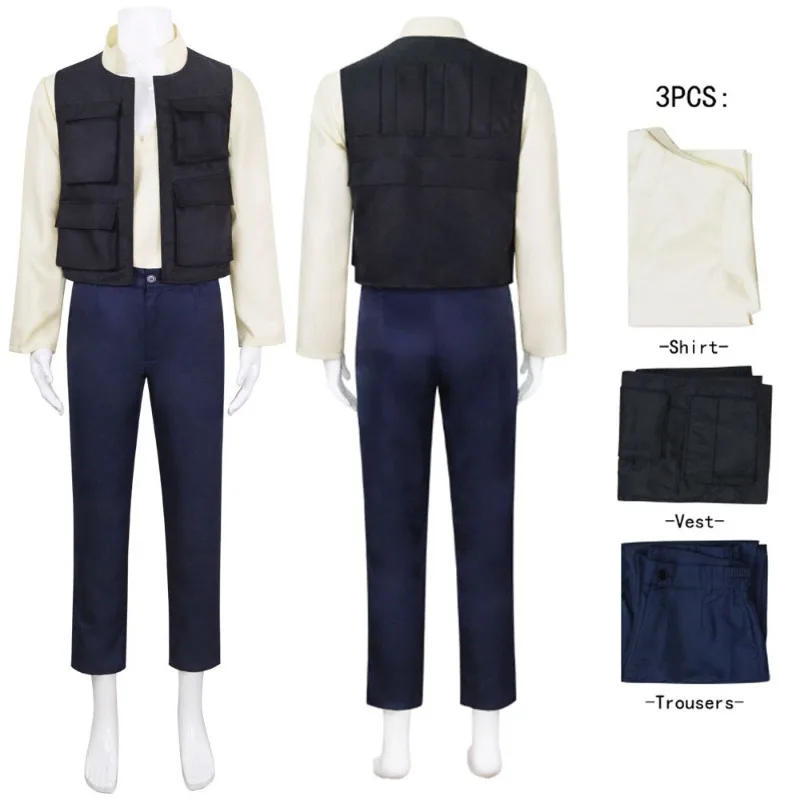 

Хэллоуин Карнавал Одежда для вечеринок Фильм Хан Косплей Соло Костюм для мужчин Одежда капитана Рубашки Жилет Брюки Костюм для взрослых