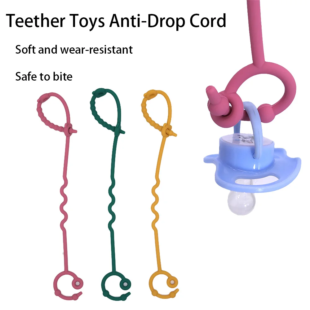 Pacifier silicone anti-drop chain baby teethers teething stick bite anti-loss rope clip toy fixer