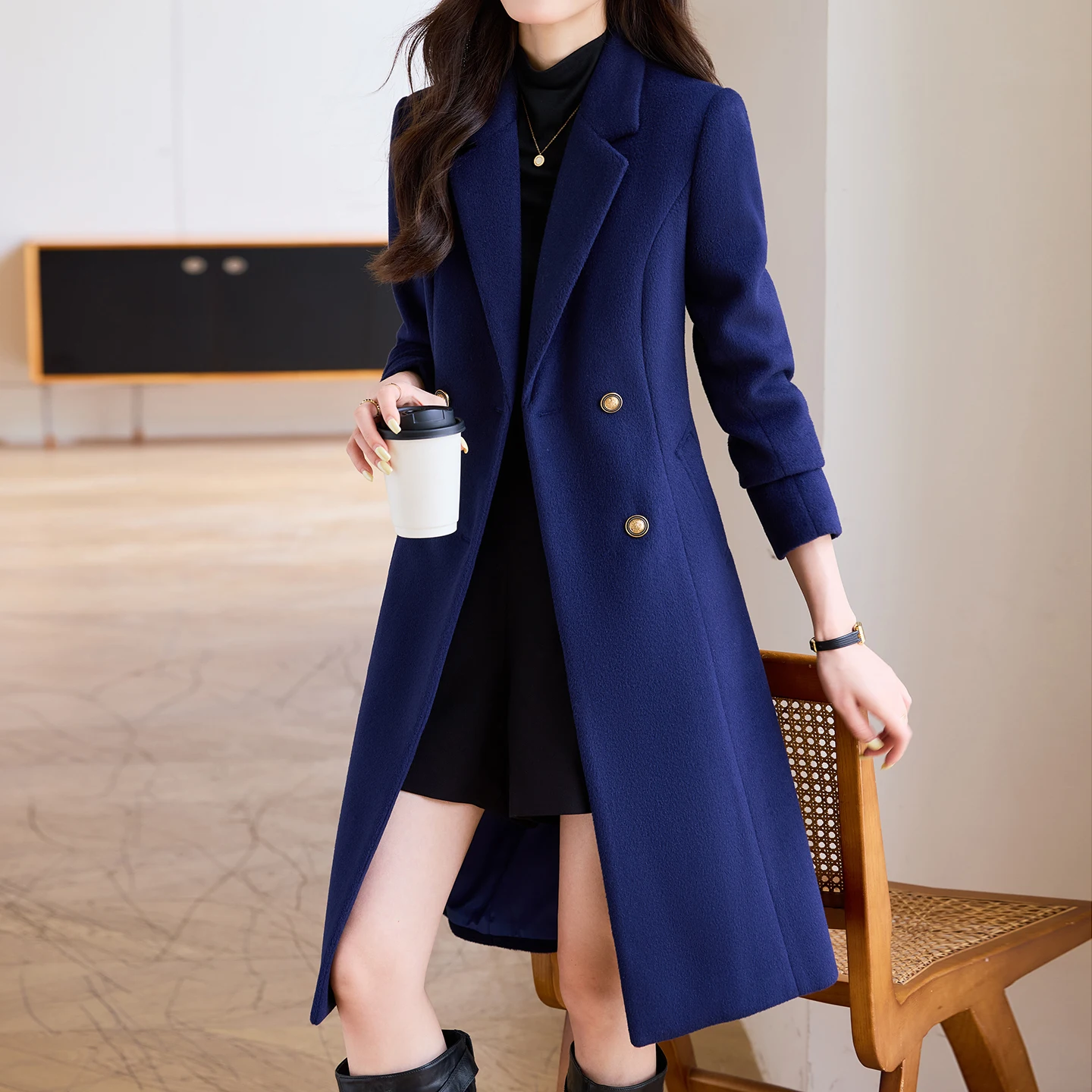 Stili formali ed eleganti da donna in lana invernale elegante giacca a vento medio lunga professionale per ufficio carriera intervista capispalla