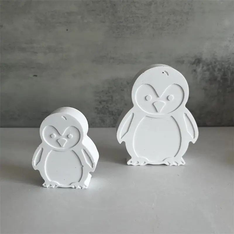 Penguin Silicone Molds DIY 3D Cute Penguins Decoration Aromatherapy Gypsum Plaster Resin Mold Craft Art Ornament Cement Mold