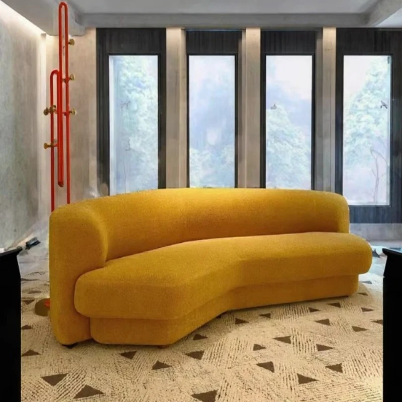 Modern fabric inflatable sofa, environmentally friendly and durable curved three-seat combination sofa