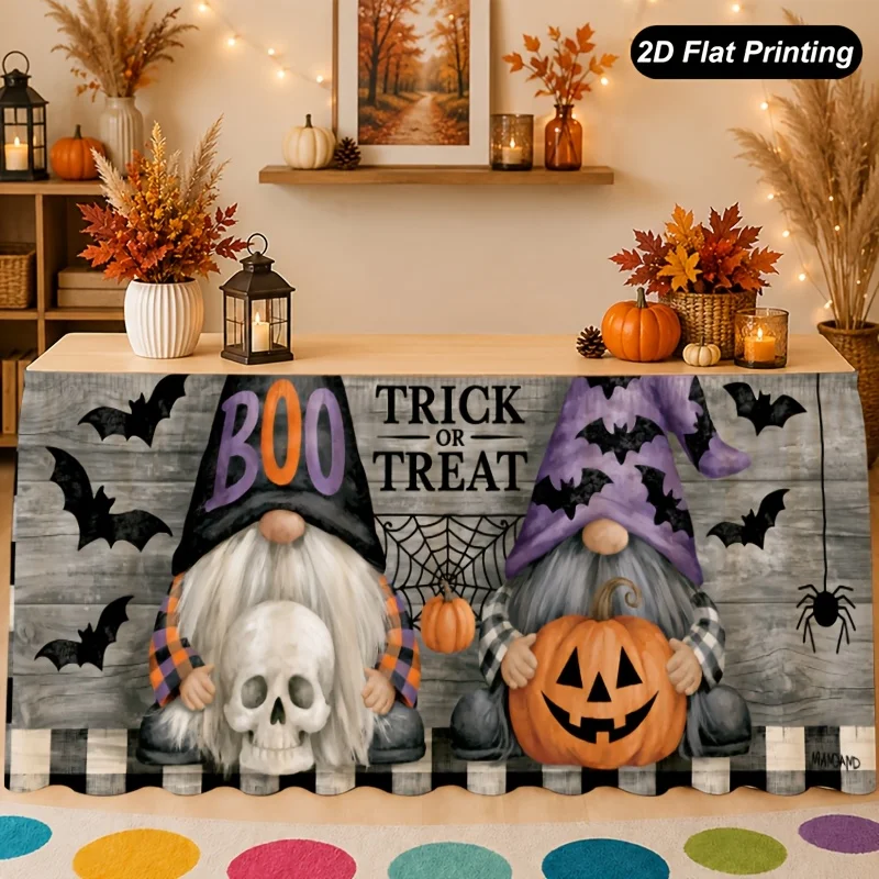 1 2D plain weave polyester desk skirt tablecloth, back-to-school season, Thanksgiving, autumn harvest, Halloween, Christmas