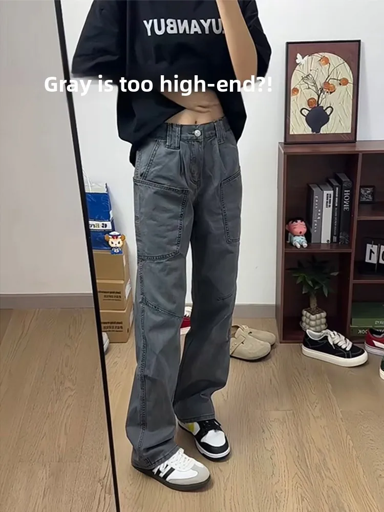 

Мужские рабочие брюки Multi-ket для весны и осени, в американском стиле High Street, CleanFit, для лесозаготовок, с высокой талией, расклешенные, прямые штанины