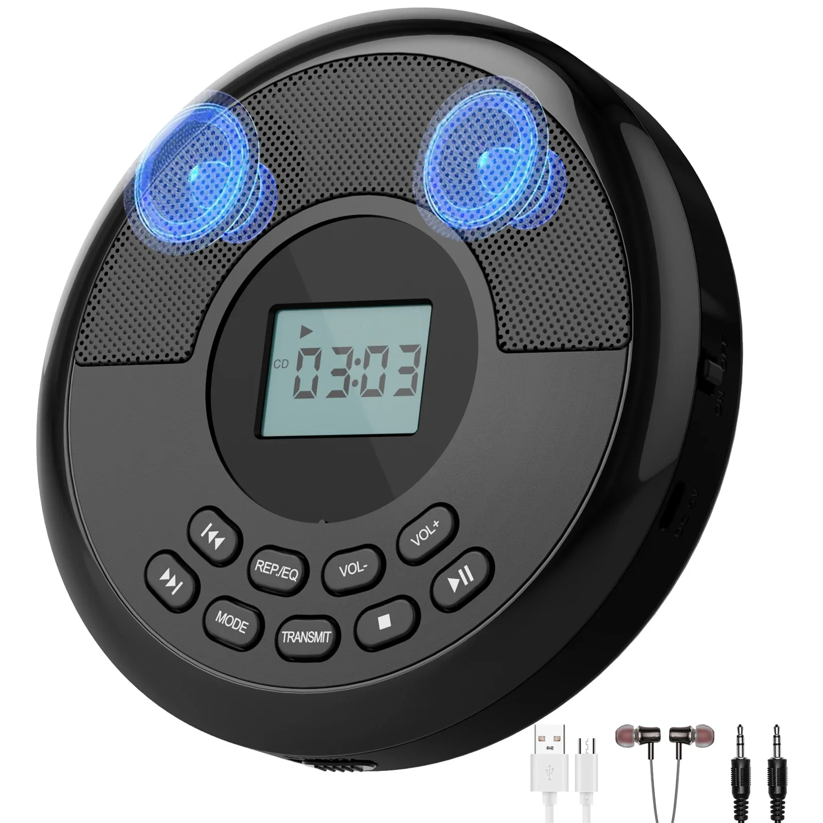 

Portable cd player with bluetooth rechargeable discman with speakers walkman cd player with USB bluetooth
