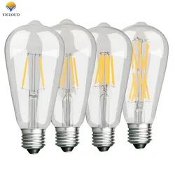 LED ST64 bulb16W 12W 10W 6W DC 220V 240V Gold Filament Bulb E27 ST64 Light Vintage Edison Lamp Retro Gold Glass Appearance
