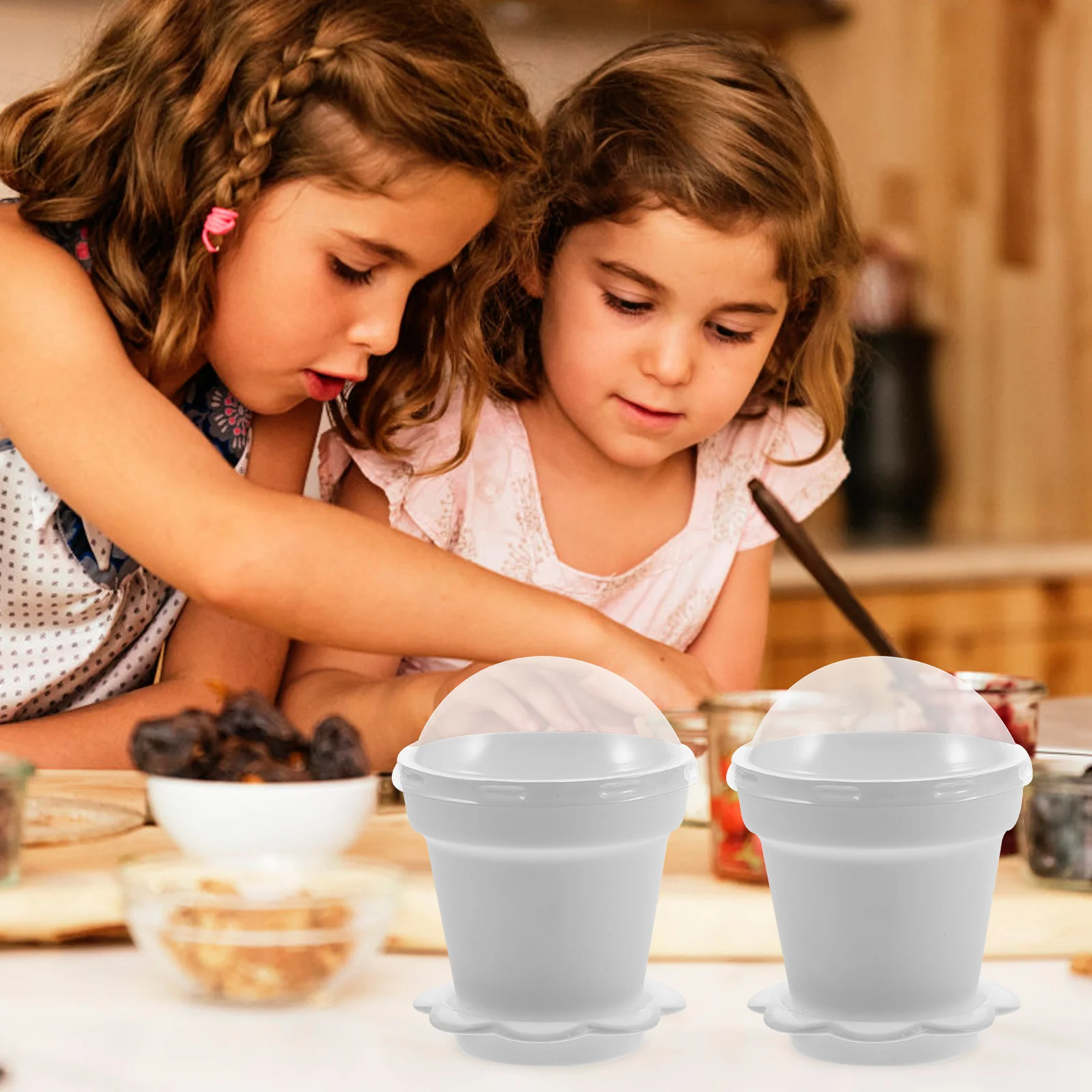 20 PCS Dessert Cups with Lids Potted Cake Flower Mousse Pudding White Pots for Plants