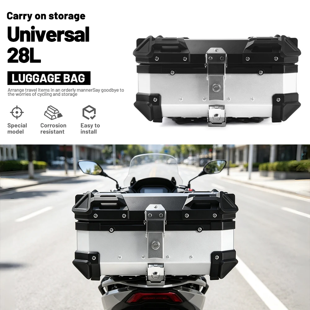 Short Commute Motorcycle Storage Top Case Metal Lock Anti‑Theft Waterproof Hard Trunk Universal For Motorbikes Mod Spare Parts