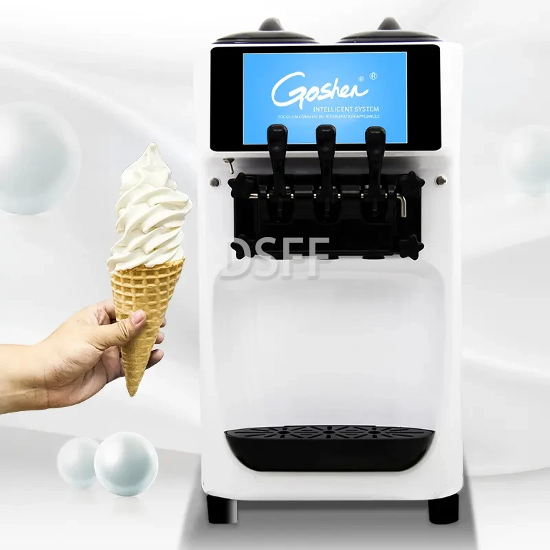 Three Flavor Soft Ice Cream Machine, Multifunctional Dual System Frozen Yogurt Machine