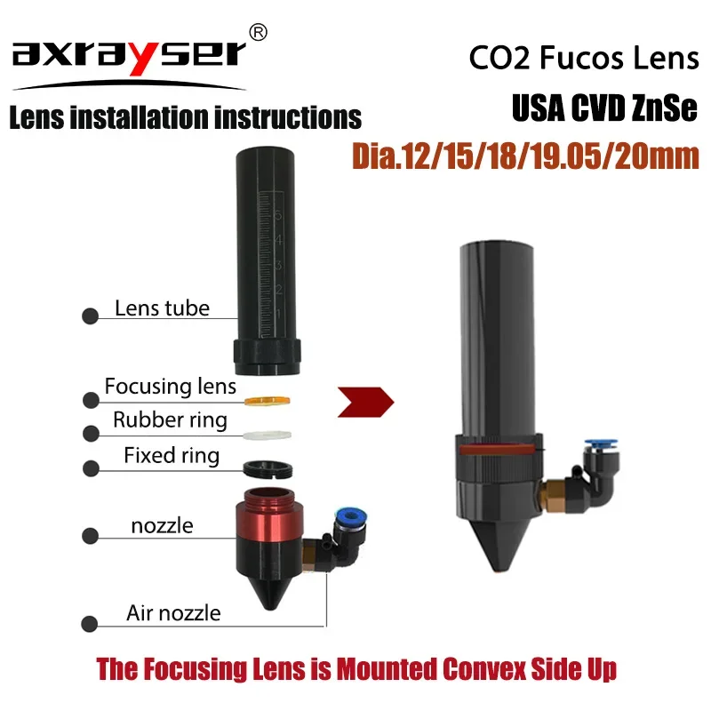 CO2 ZnSe Focus Lens USA CVD Dia.12/18/19.05/20/25mm FL38.1/50.8/63.5/76.2/101.6mm for Laser Machine Cutting Engraving Parts