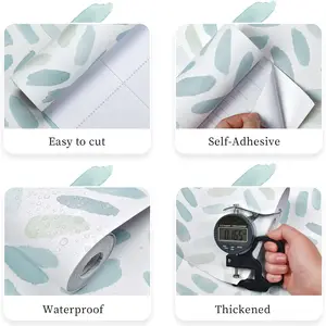 Yeşil-beyaz-peel & stick duvar kağıdı boho dokunmatik folyo, kendinden yapışkanlı çıkarılabilir duvar kağıdı, bir balık çocuğunun bel kemiğidir duvar kağıdı, bitki için en çok satılan 8 ürün-no. 6