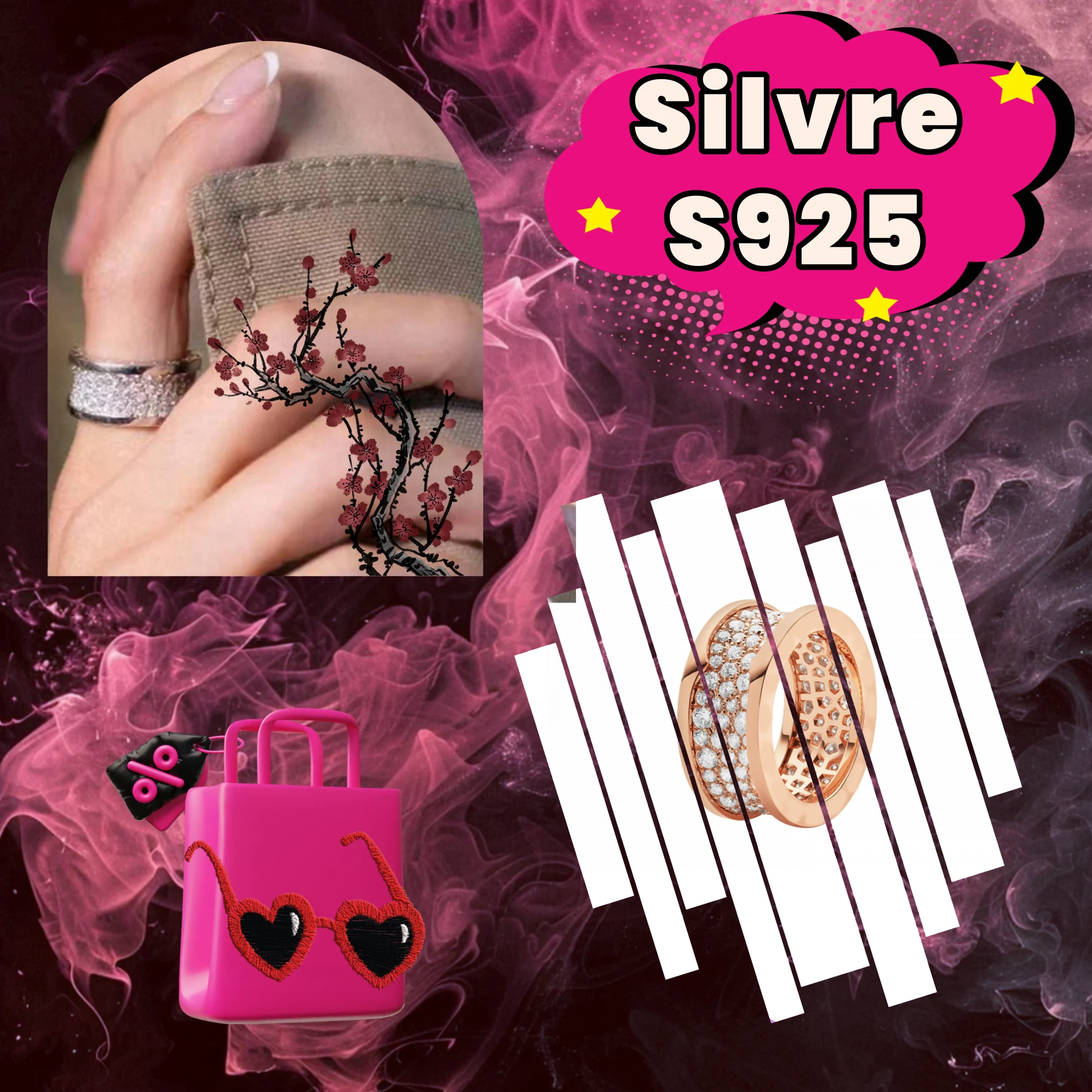 

Pure silver S925 men's jewelry V-shaped inlaid zircon ring for couples to give as a surprise gift to their boyfriend
