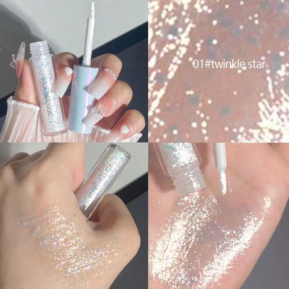 Glitter Markeerstift Vloeibare Oogschaduw Eyeliner Zijderups Make-up Goud Shimmer Oogpotlood Schoonheid Glans En Waterdicht M1o6