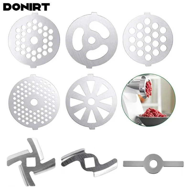 Meat Grinder Blades Pinion Mixer Spare Parts Meat Grinder Knife Stainless Steel Grille for Food Grinder Accessories Kitchen Tool