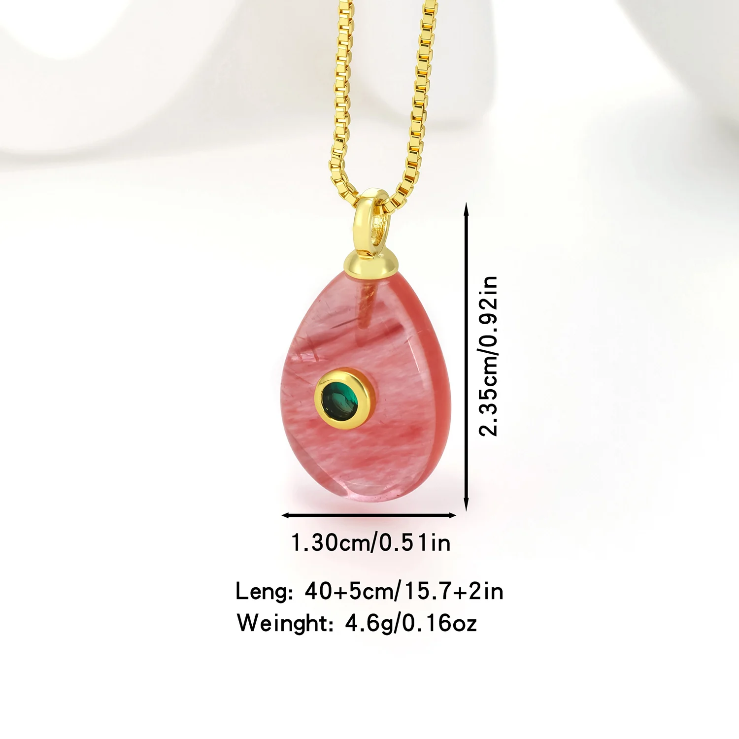Nidin Simple Fashion Teardrop Pendant Box Chain Shiny Crystal Zircon Inlaid Water Drop Stone Necklace Women Boho Jewelry Gifts