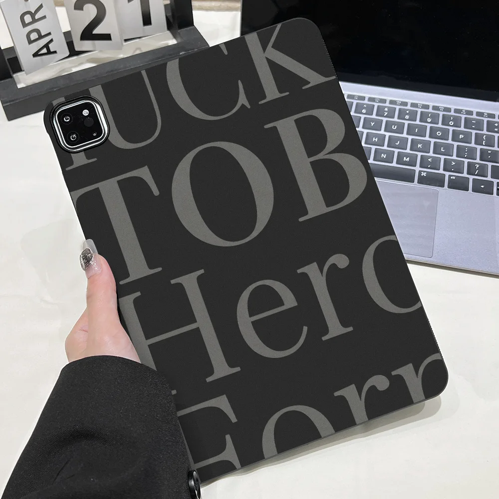 Letter Pattern Case For iPad Pro 11 13 M5 M4 2025 2024 Pro 11 12.9 2021 2022 Case iPad 11th Gen 2025 10th Gen 2022 Black Covers