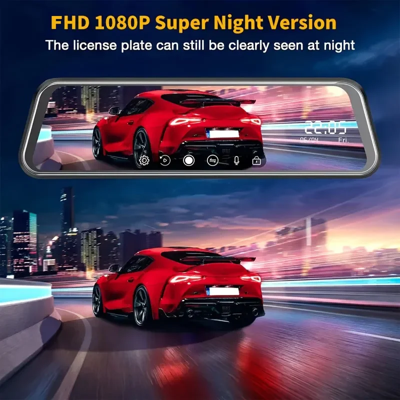 9,66 Zoll Touchscreen Auto-Dashcam Vorder- und Rückfahrkamera Fahrvideo-Rekorder Rückfahrkamera