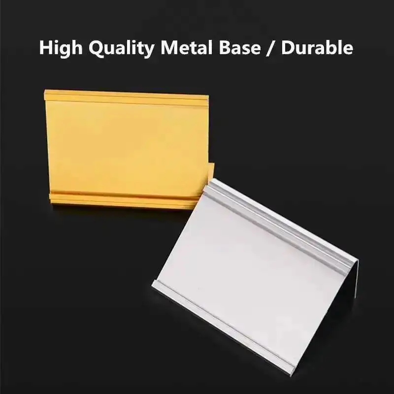 

10pcs 85x55mm Metal Tabletop Mini Sign Holder Display Stand Table Number Place Card Holder Small Price Label Card Tag