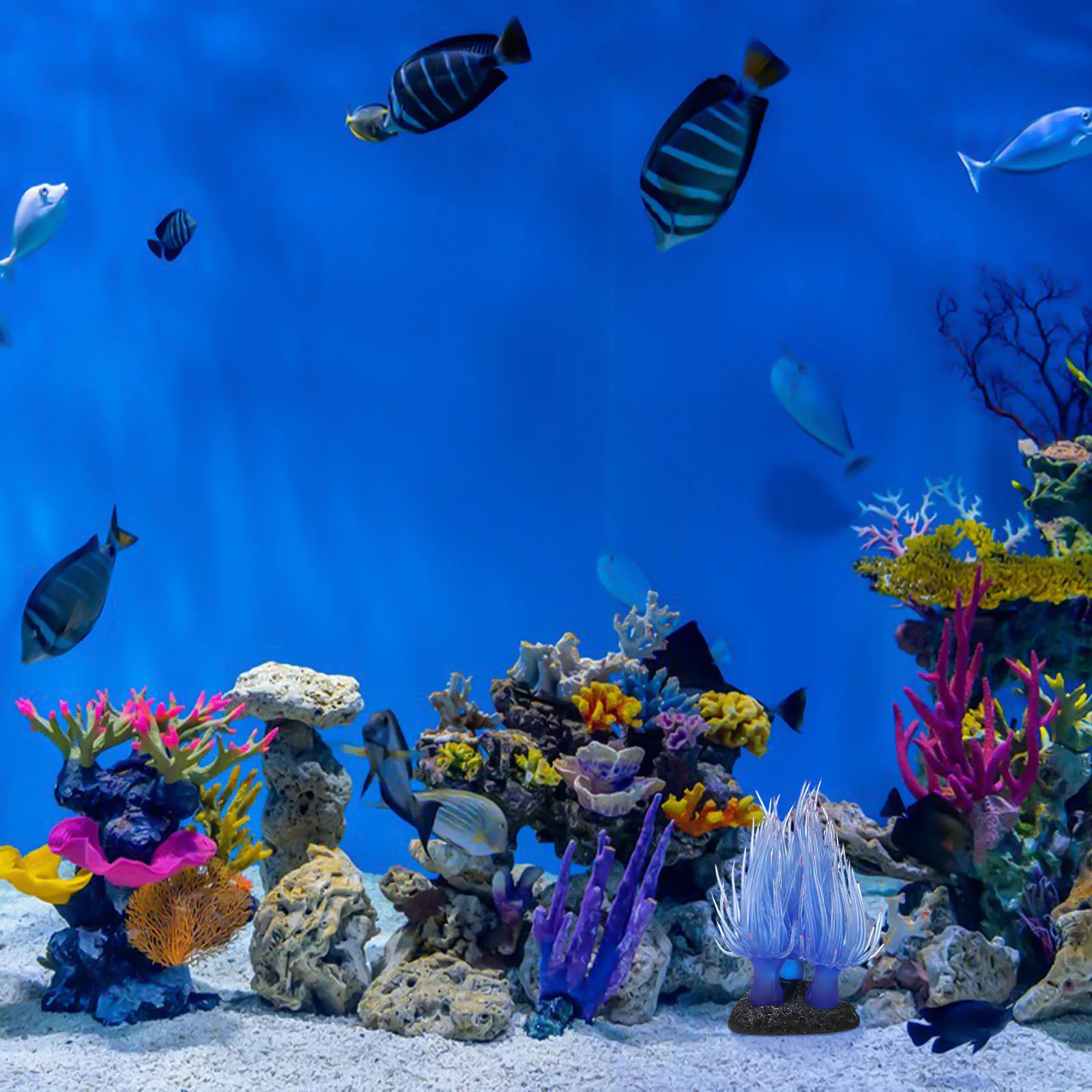 

Artificial Sea Anemone Fish Tank Decor Blue Soft Coral For Aquarium Water Landscape Non-Toxic Accessories
