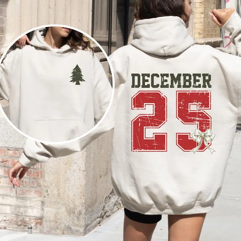 المتعثرة 25 ديسمبر هوديي عيد الميلاد 25 ديسمبر البلوز مضحك الأسرة حفلة عيد الميلاد هدية البلد عيد الميلاد هوديي المرأة