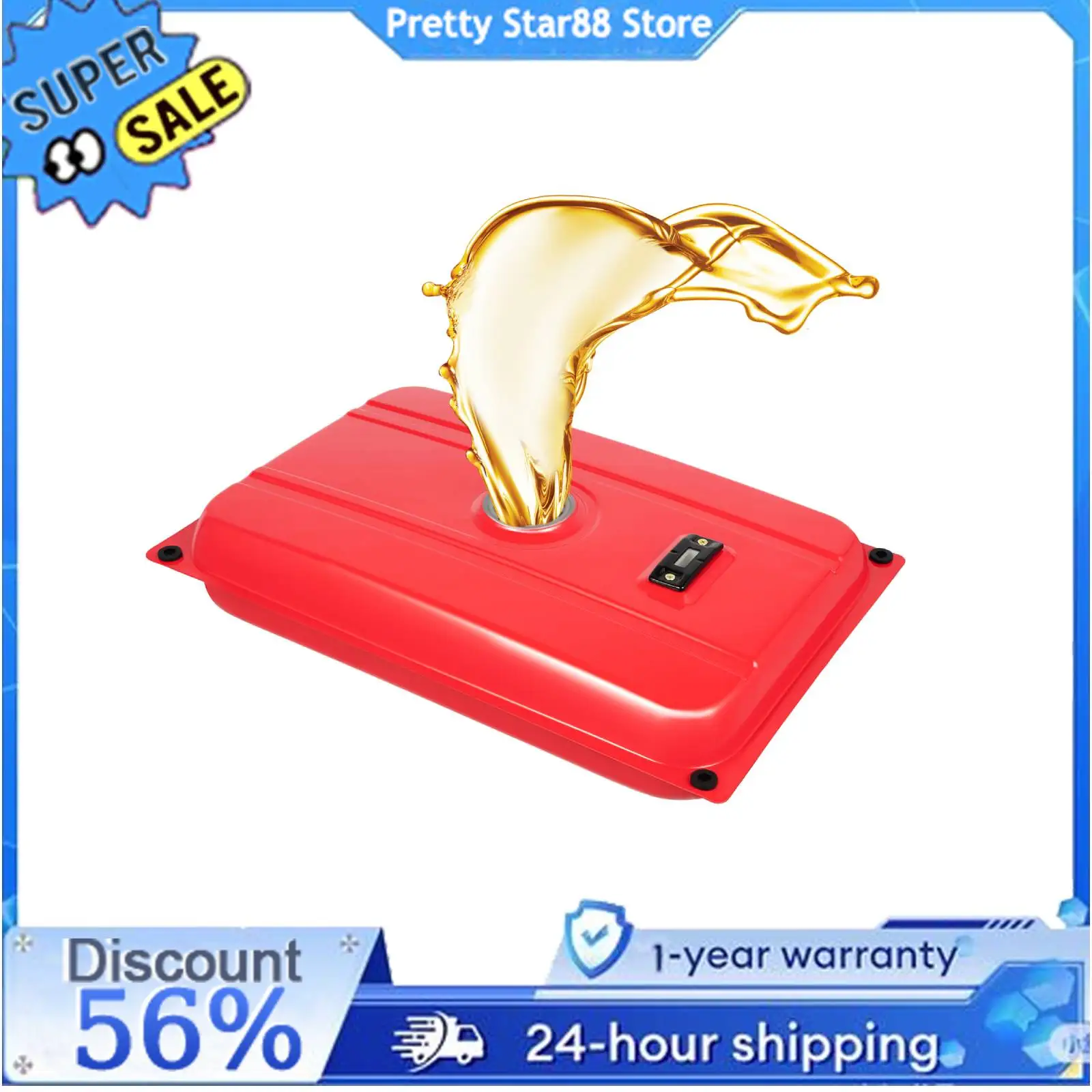 

4 Gallon Red Generator Universal Fuel Tank 15L Equipment Tank with Chrome Cap Gauge Fits for Homes/Construction Sites