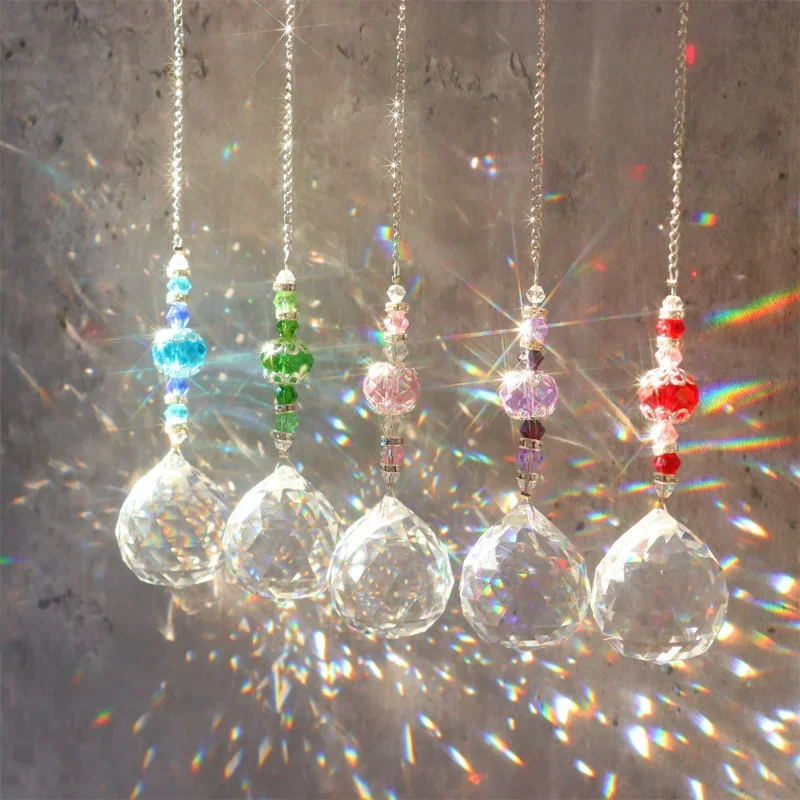 Sun Catcher Crystal Chandelier Decor, Stained Glass Ball, Hanging Pendant, Light Catcher, Reflective, Home, Garden, Courtyard