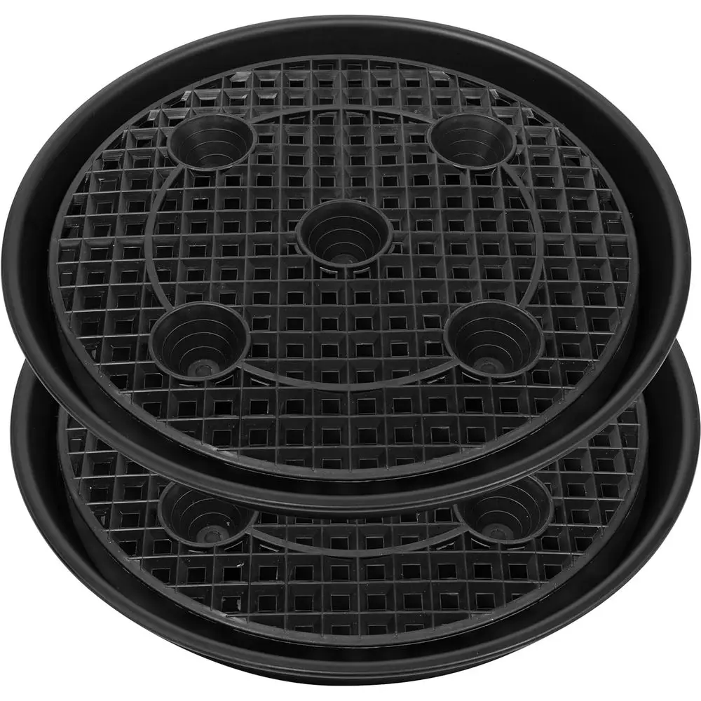 Plastic Plant Saucer Stand, 2-Pack 18-19 inch, Elevated Plant Saucer Self-Watering Fabric Pot Base, Use Nonwoven Grow Bags, Plan