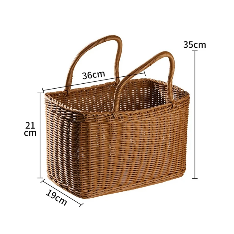 Home Shopping Basket Hand Vegetable Basket Decorative Woven Basket Flower Arrangement Basket Imitating Rattan Picnic Bag