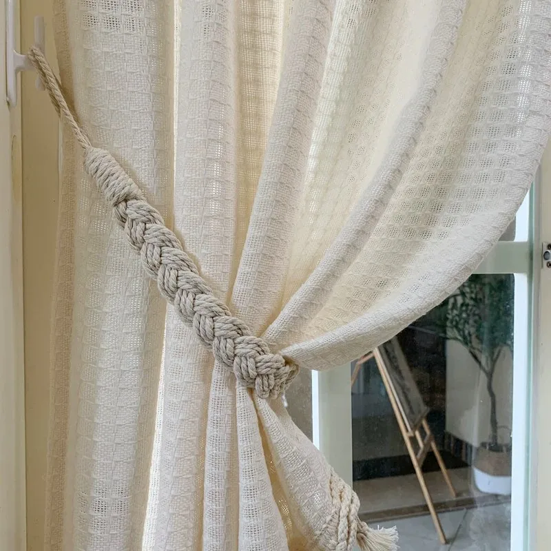 Macrame Handmade Curtain Voil Tieback Holders Tie Back Buckle Holdbacks Natural Hand-Woven Cotton Rope Decor Accessories