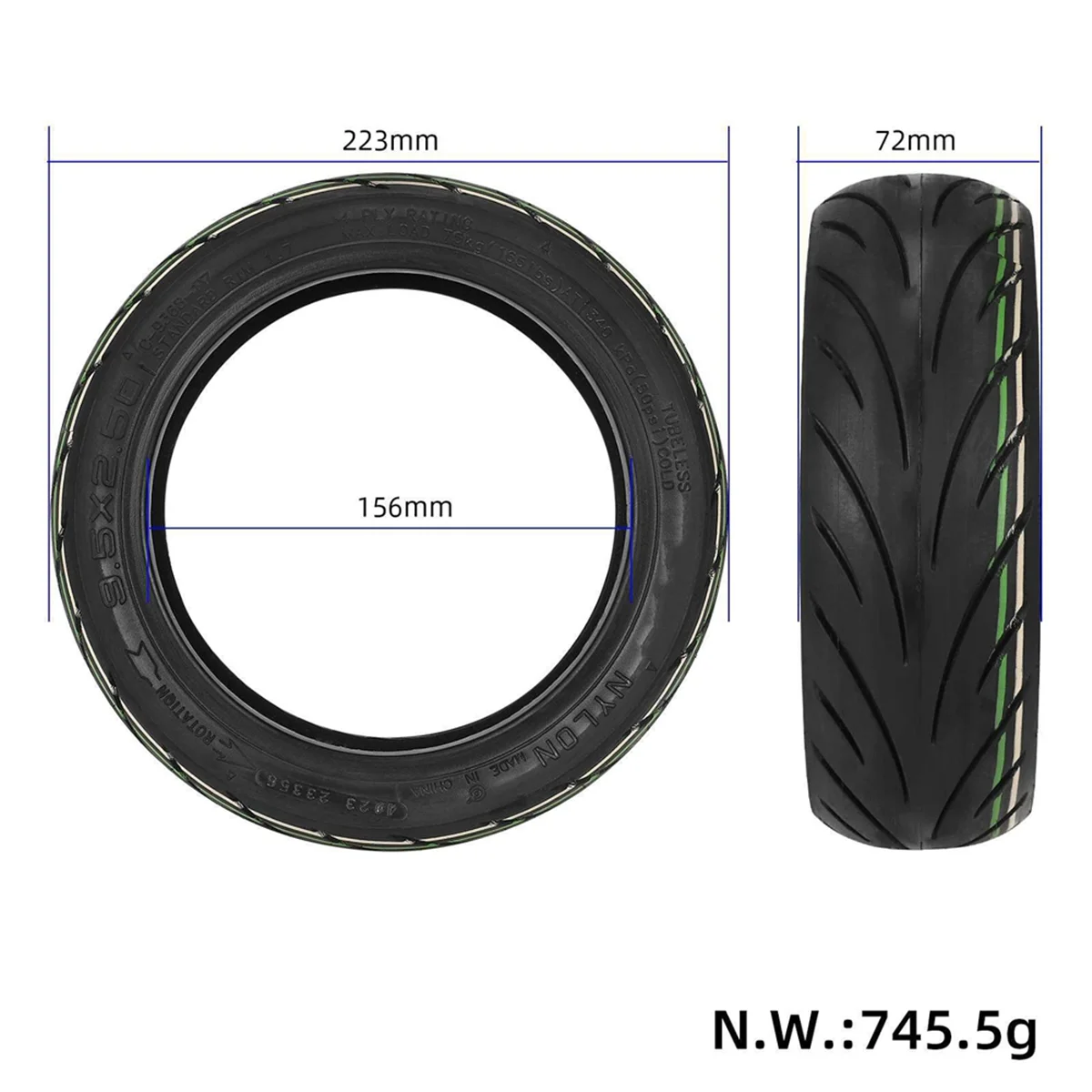 Self-Repairing Jelly Vacuum Tire KQI3 Electric Scooter 9.5 Inch 9.5x2.5 Explosion-Proof Tire