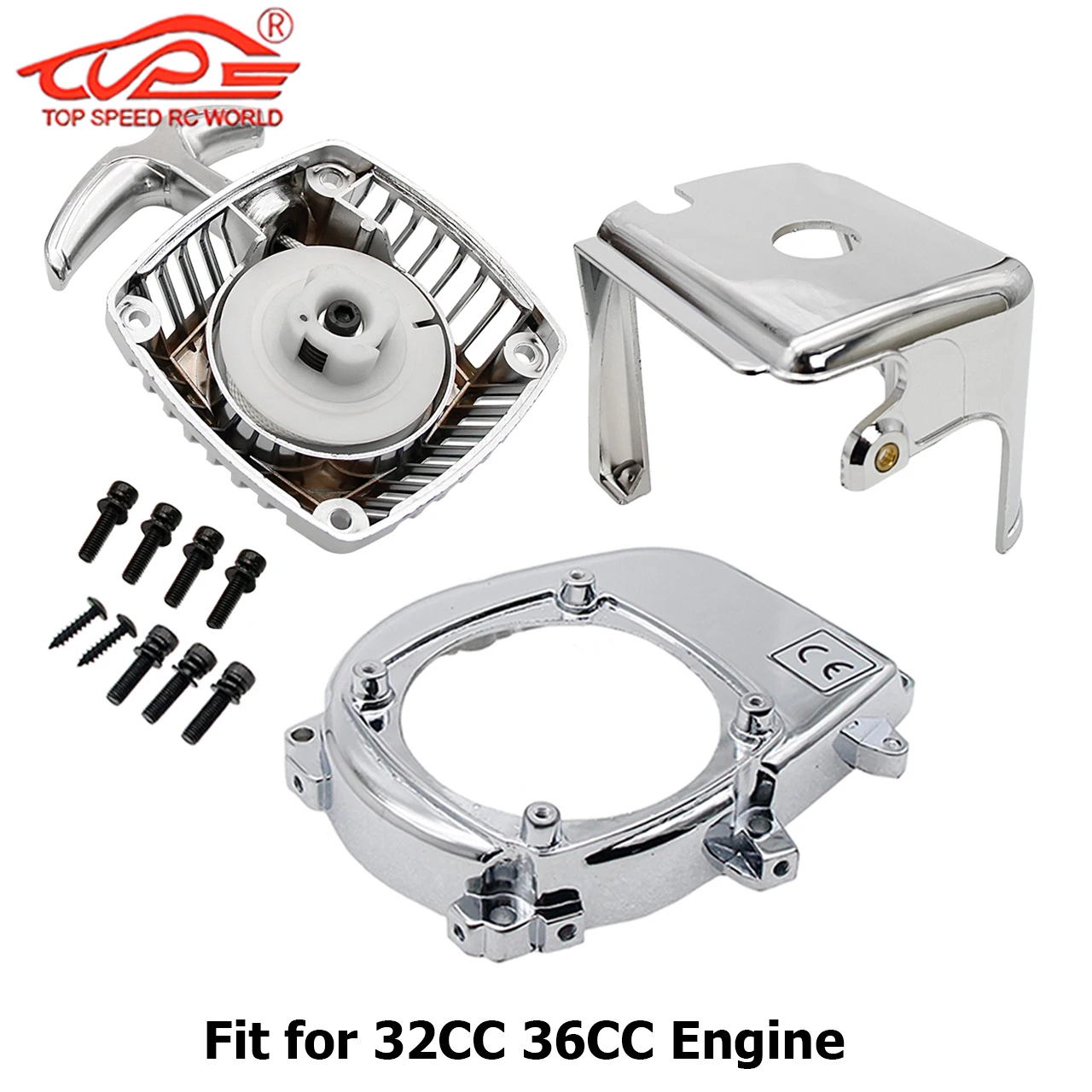 حافظة كروم أو بلاستيكية ومبتدئ سحب لأجزاء محرك 1/5 Hpi Rovan Km Rofun Baja Losi 5ive-t Dtt Fid Ql Gopad Redcat Rcmk