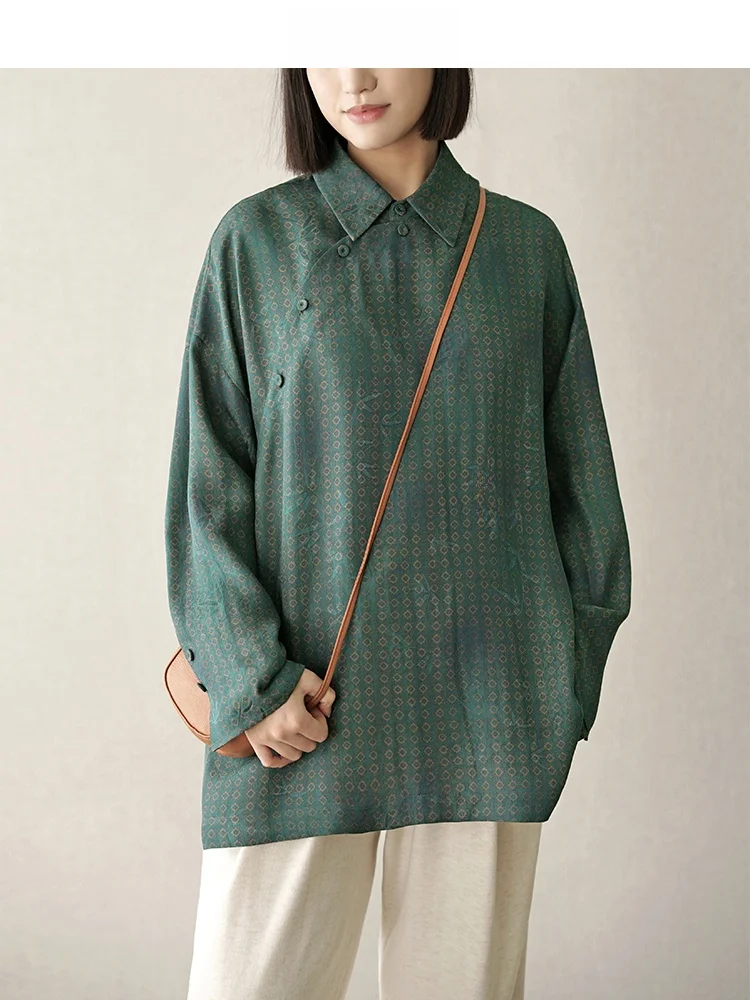 

Новая женская повседневная свободная блузка из традиционной китайской ткани «Красное облако» для весеннего сезона, комфортная, из ткани «Твист Рост», модная