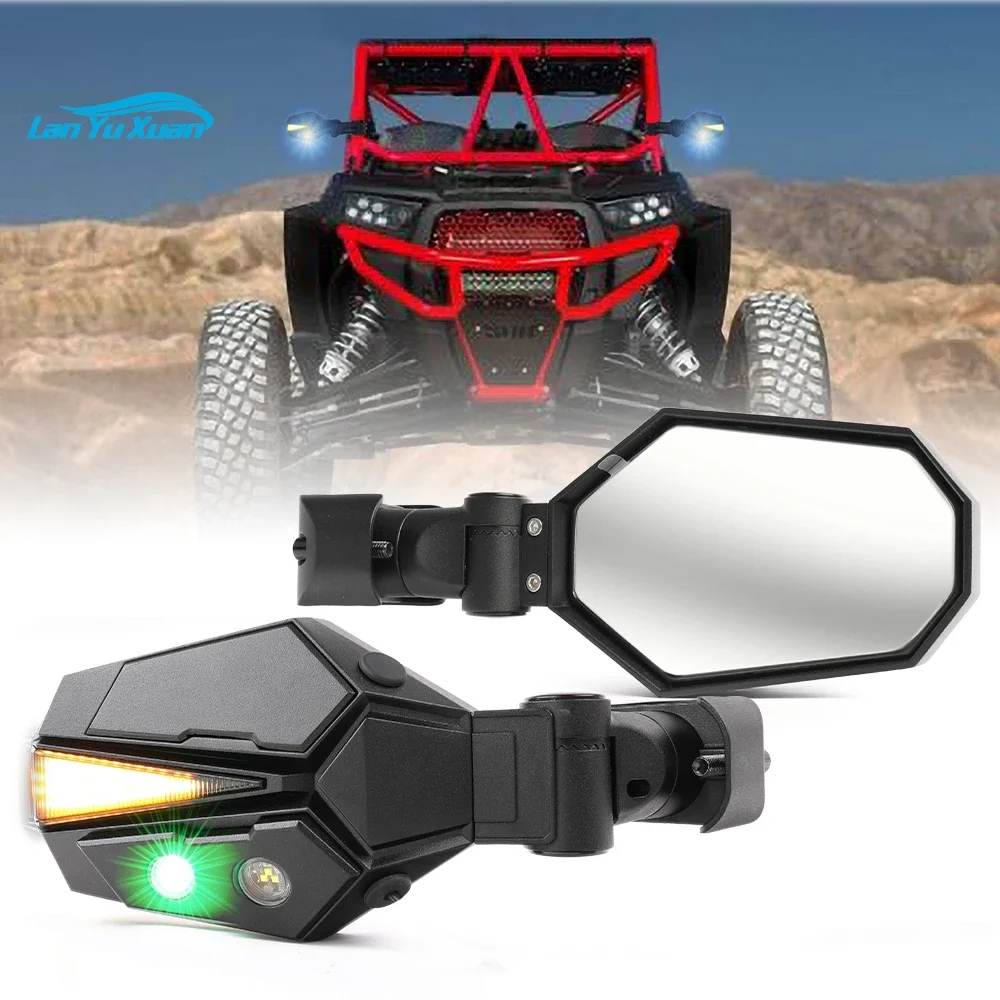 

Universal UTV Rearview Lighted Mirros 1.5 2 inch Roll Bar ATV UTV Parts Polaris Accessories UTV Led Side Mirrors With Turn Light