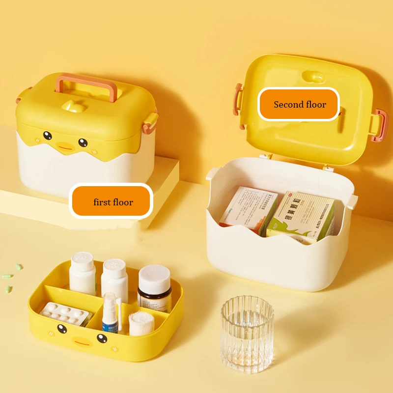 Cute Little Yellow Duck Medicine Box Storage Box Home Emergency First Aid Medicine Storage Box Storage Container For Home