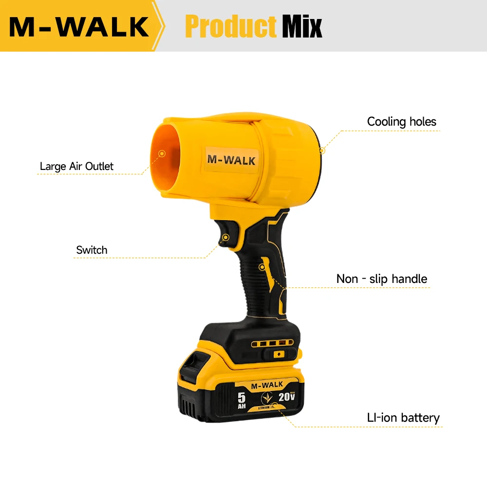 30000RPM Brushless Elettrico Turbo Ventilatore Jet Fan 700W Palmare Foglia Ventilatore Duster Strumenti di Soffiaggio Per Dewalt 20V Batteria Spille