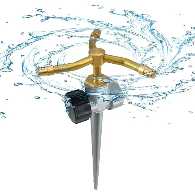 BAAG-Outdoor Lawn Sprinkler, 3- Brass For Yard-For Gardening Sprinkler, Rotating Waterer Irrigation Tool For Garden