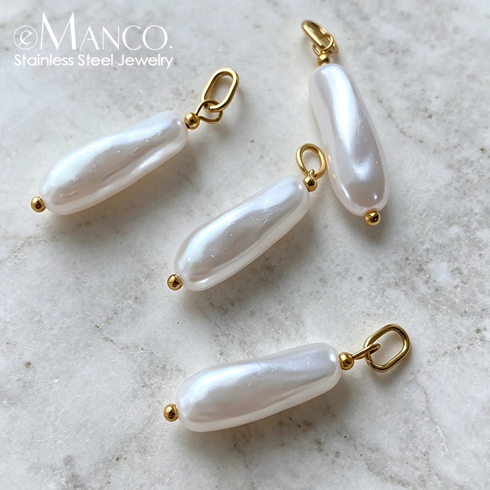 EMANCO Fashion Imitation Pearls Charms Classic Stainless Steel Jewelry Can Make DIY Women's Necklace Earrings Factory Direct