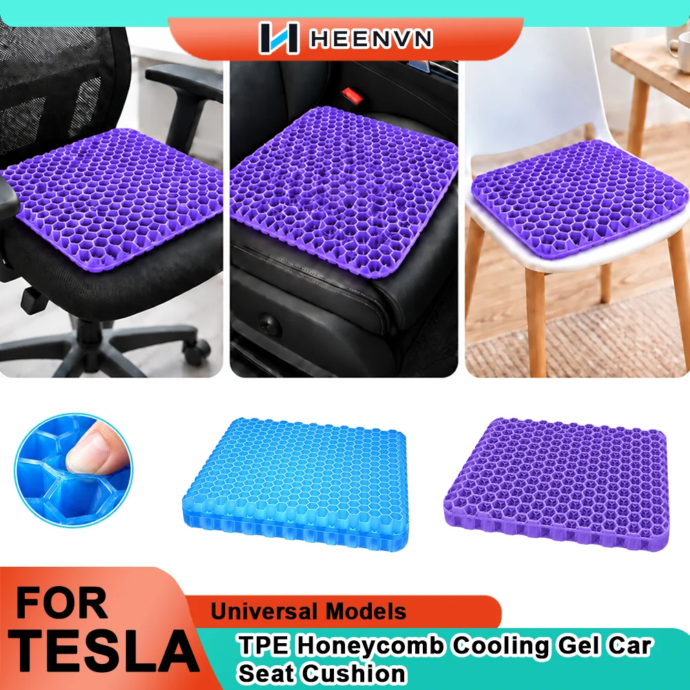 Heenvn Honeycomb Cooling Gel Cushion Universal TPE Breathable Pressure Relief Seat Pad for Car Office Home Chair