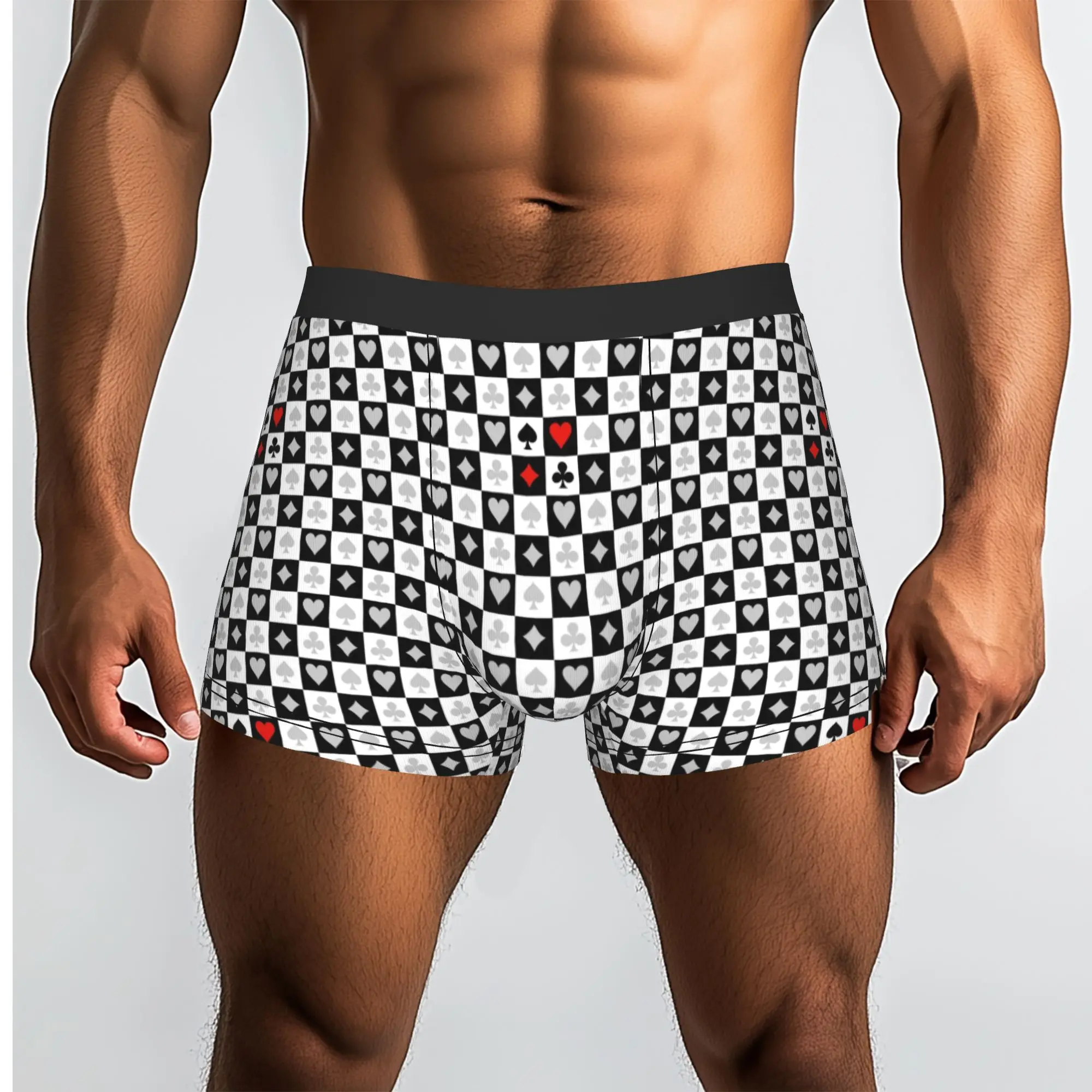 Black White Heart Checkerboard Pattern   Underpants Breathbale Panties Man Underwear Ventilate Shorts Boxer Briefs