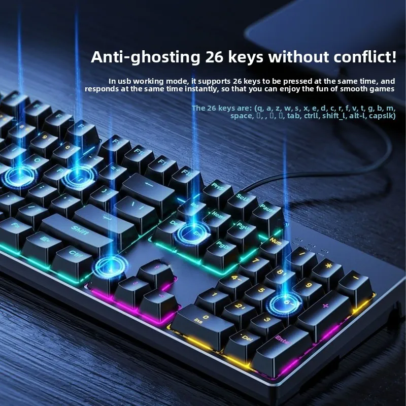 Mechanical keyboard, wired blue axis tea axis red axis e-sports game office computer keyboard and mouse set