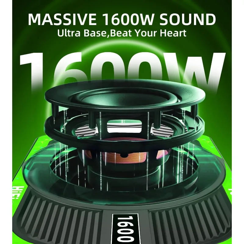 10 Inch Slim Under Seat Car Subwoofer 1600W High Power LED Ambient Lights Low Profile Bass Sub for Car Audio Individual Controls
