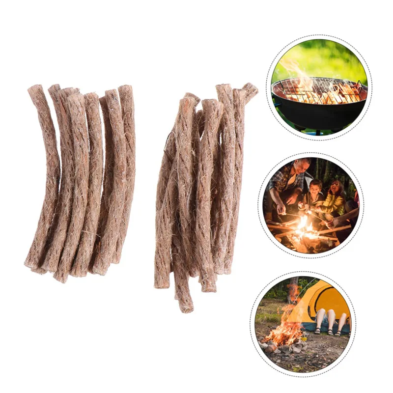 12/24Pcs Survival Wick Hemp Cord Easy To Carry Camping Hemp Fire Starters Outdoor Wick Camping Ropes Survival Tools