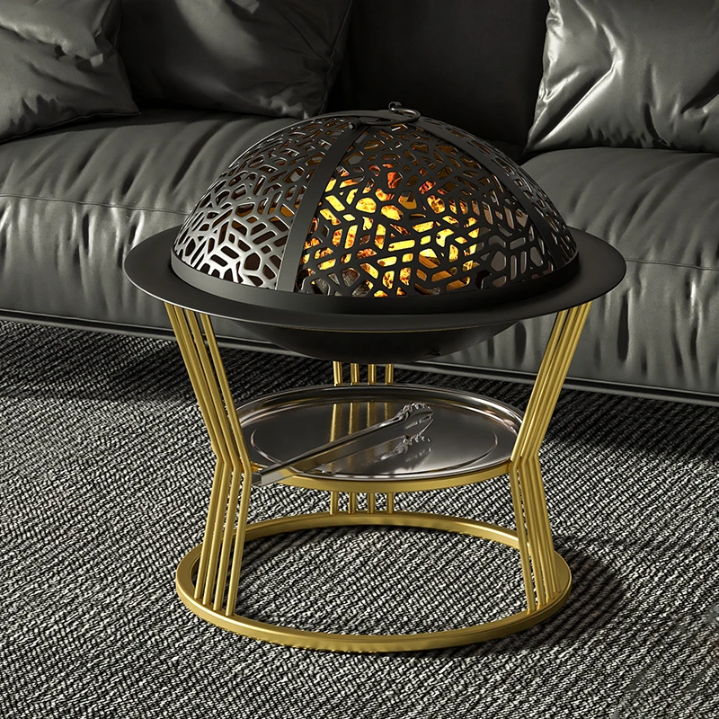 

Indoor Outdoor Fire Pit with Safety Screen, Wood Burning Stove for Winter Fishing Camping Patio Garden Yard Home Warming