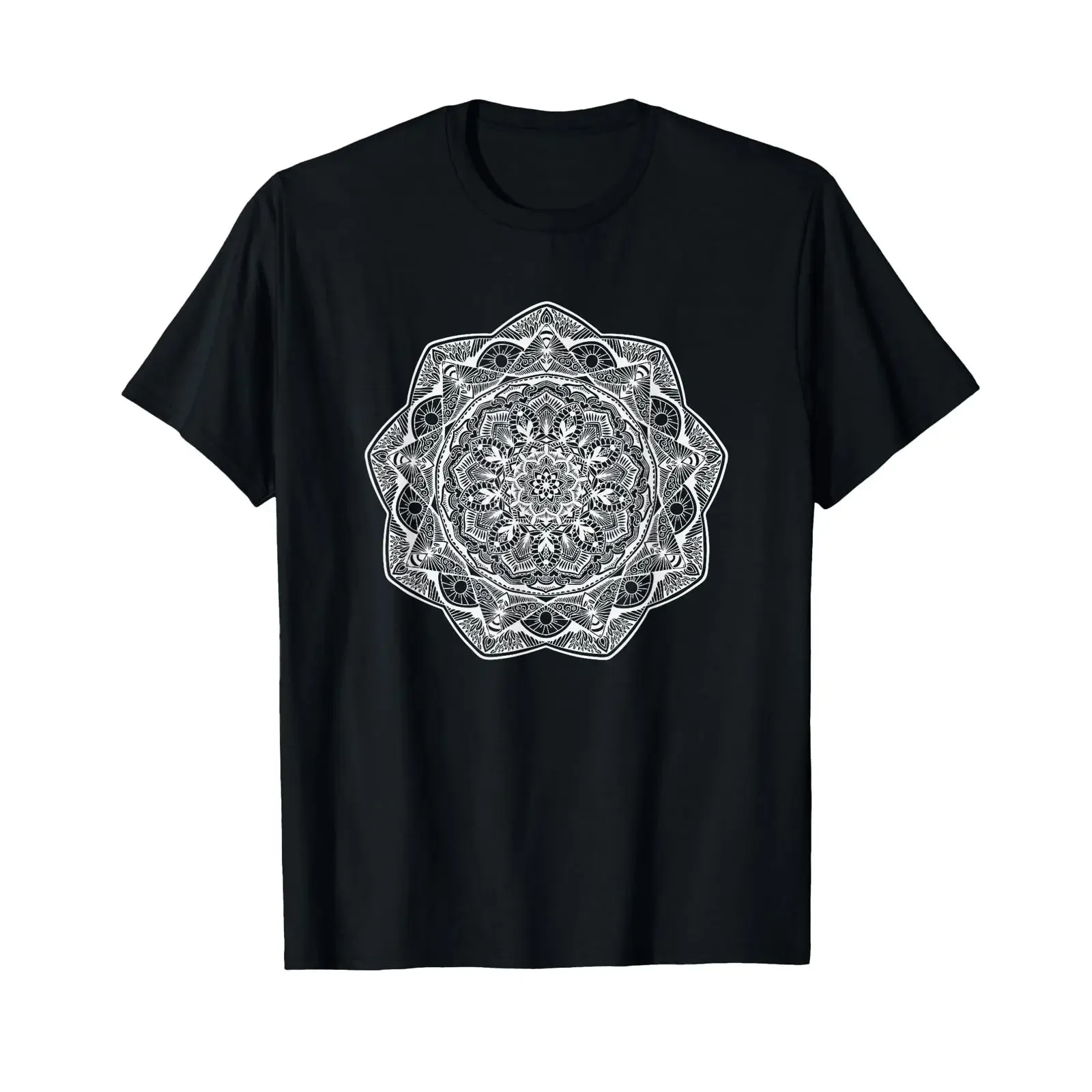 Mandala Nine Pointed Star Baha'i Clothing T Shirt vintage Washed Versatile Comfortable streetwear fashion Top For Everyday Wear