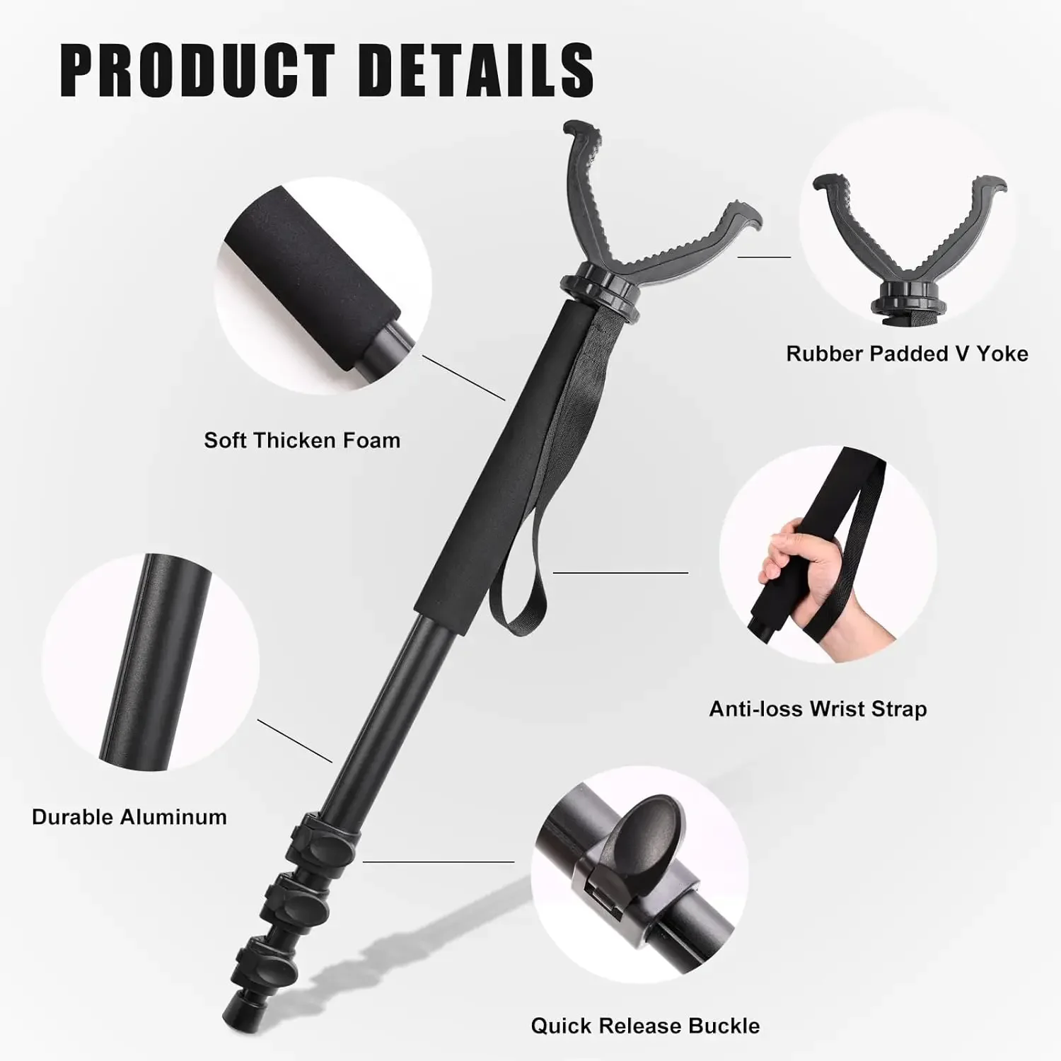 Monopod Shooting Stick and Gun Rest - Versatile Hunting Accessories with Adjustable Height Tactical Gun Portable Tripod Stand