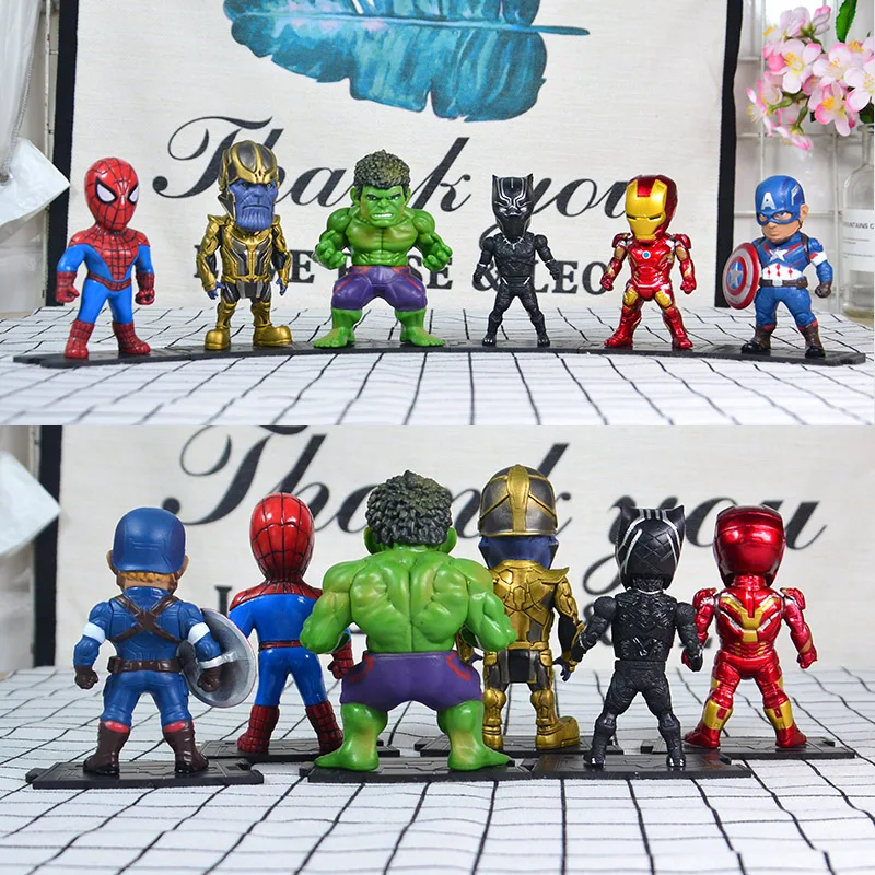 Disney Marvel Action Figure Spiderman Hulk Kids Toys Anime Model Iron Man Thor Kids Cake Decoration Figure Doll Gift Toy Kids