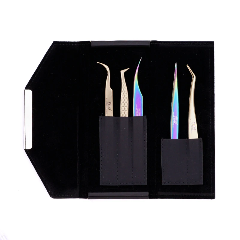 1 pz Pinzette Per Ciglia Portatili Sacchetto di Immagazzinaggio In Pelle Anti-Goccia Caratteristica Beauty Case Cosmetici Strumento Pinzette Kit Può Contenere 5 pz