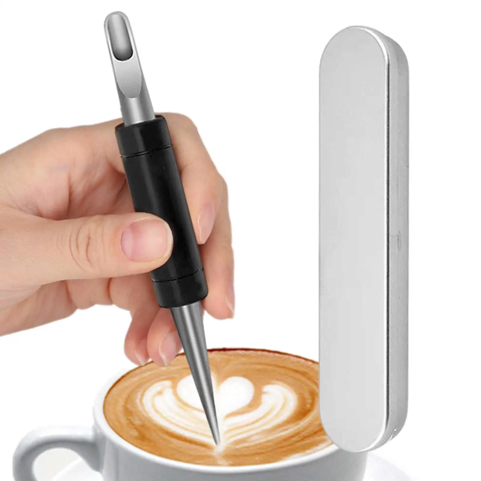

Latte Art Tool Stainless Steel Double-Ended Professional Pen With Wood Handle Coffee Art Tools For Lovers Home Kitchen Bakery